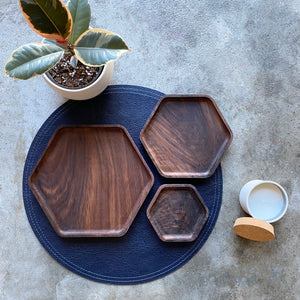 Modern Hardwood Valet Tray | Hexagonal